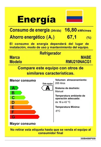 Nevera Mabe Frost Convencional 211 Lts Grafito | Rmu210nacg1