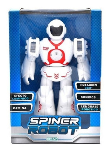 Spiner Robot Interactivo Camina, Rota 360 Sonido Luz Ditoys 