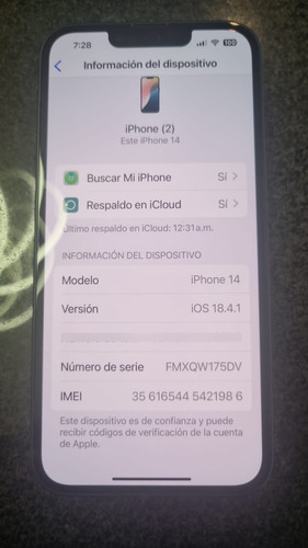 Apple iPhone 14 (128 Gb) - Medianoche Esim (Usado)