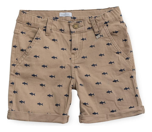 Audaz Short Niño Con Estampado De Tiburones Beige