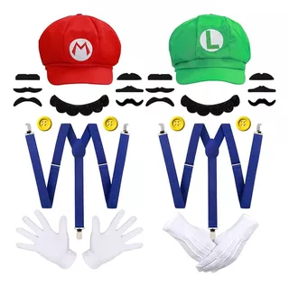 Kit Disfraz Super Mario Bross Y Luigi Superheroe Para Adulto