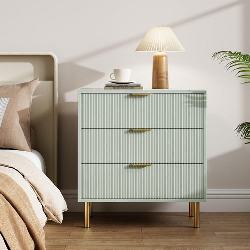 Garveehome Cómoda Verde De 3 Cajones Para Dormitorio Mesita