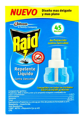 Insecticida Raid 45 Noches Rpto Transparente
