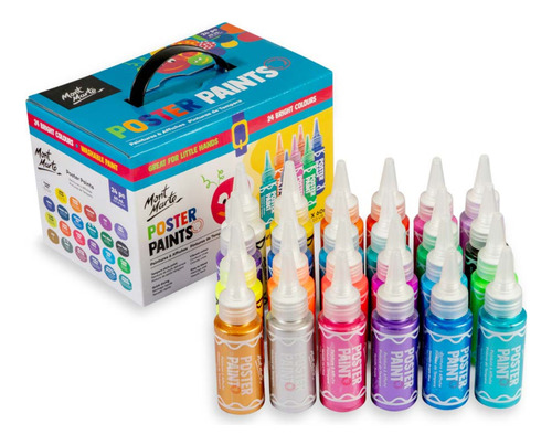 Set 24 Temperas Grandes 60 Ml Mont Marte Con Aplicador Color