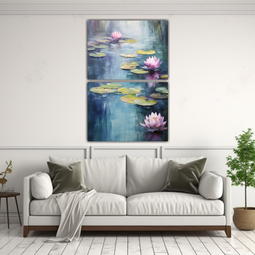 65x100cm Set 2 Pinturas Modernas De Nenúfares De Monet