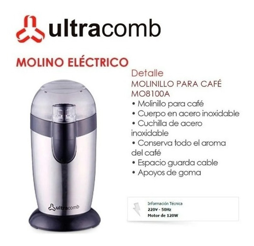 Imagen 4 de 6 de Molinillo De Cafe Ultracomb Mo-8100a Ga