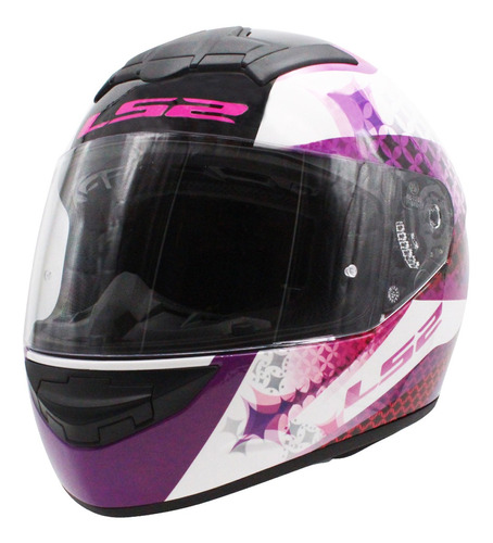 Casco Moto Integral Ls2 352 Rookie Lux Blanco Rosa