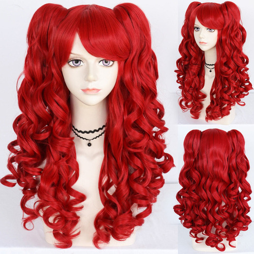 Para M Peluca De Lolita Roja Con Cola De Caballo Larga Y