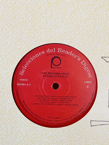 Disco De Acetato Peerless Lp Selecciones Del Reader's Digest