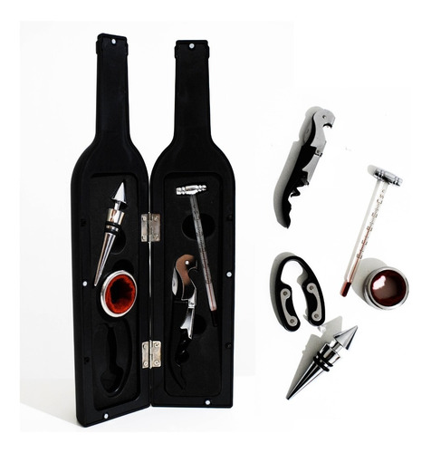 Kit Set X 5 Accesorios De Vino Estuche Botella Wine Regalo