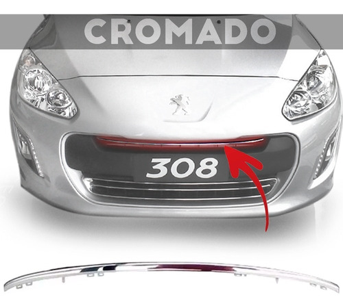 Friso Grade Dianteira Superior Cromado Peugeot 308 2012/2015