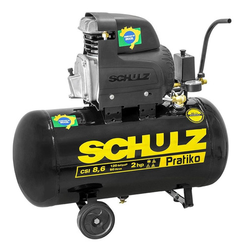 Compressor De Ar 2hp 50 Litros 8,6 Pés Pratiko Schulz 220V