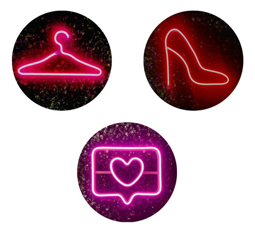 Trio Luminárias Neon Led Kit Lj Roupas Instagramavel Bivolt