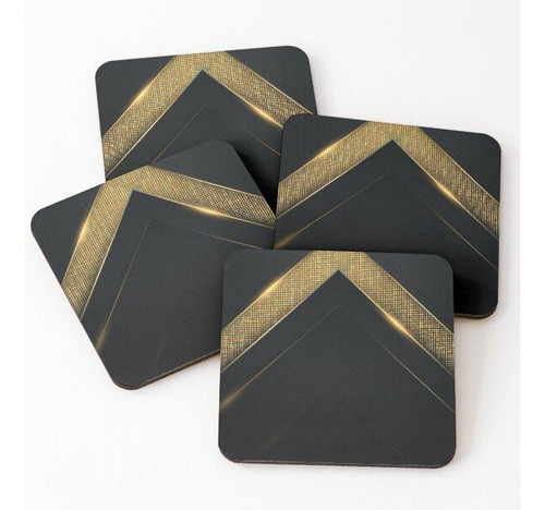 Set Posavasos Patrón De Triángulos De Líneas Doradas Elegant