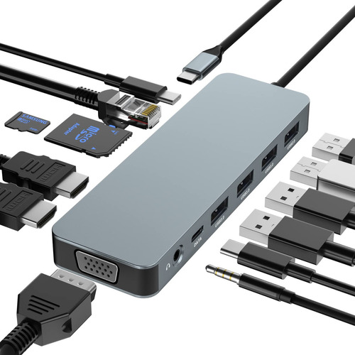 Estacin De Acoplamiento Usb C De Doble Monitor, Pantalla Tri