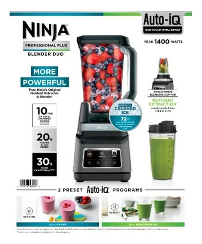 Licuadora Ninja Blender Duo 1400 W Con Jarra De Trituracion