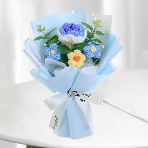 . Ramo De Flores De Ganchillo Ramo De Rosas Tejidas Para Él