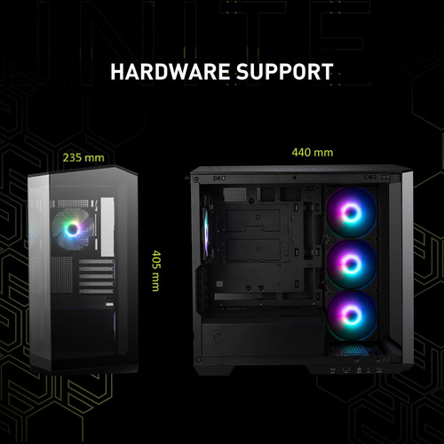 Funda Para Pc Msi Mag Pano M100r Pz Micro-atx Con 4 Ventilad