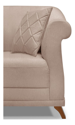 Poltrona Decorativa Retro Polo Com Almofada Linho Areia Ezz