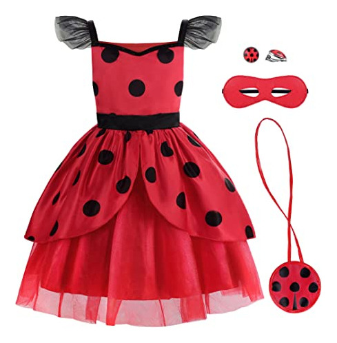 Ladybug Dress For Girls With Mask And Bag Costume For Y91qd