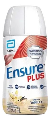 Suplemento en líquido Abbott  Ensure Plus carbohidratos sabor vainilla en botella de 220mL