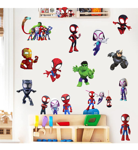 Adhesivo Pared Spiderman Amigo Dibujo Animado Para Niño Pvc