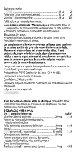 Solgar Complejo B Con Fórmula De Estrés De Vitamina C 250