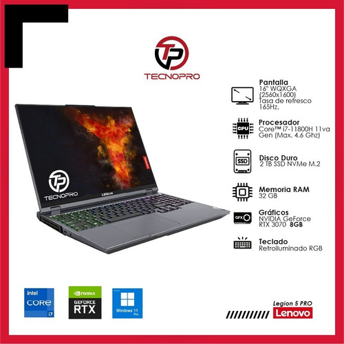Imagen 2 de 7 de Gamer Lenovo Legion Core I7 11va + 32 Gb + 2tb Ssd + Rtx 8gb