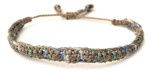 Pulsera Metálica Cordón Tejido Marrón Gris Azul Verd...