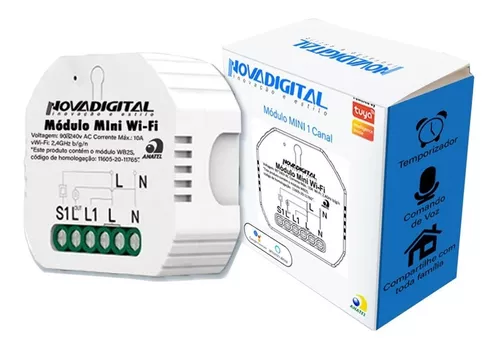 Interruptor Inteligente Tuya com Módulo Wi-Fi, Módulo de Controle