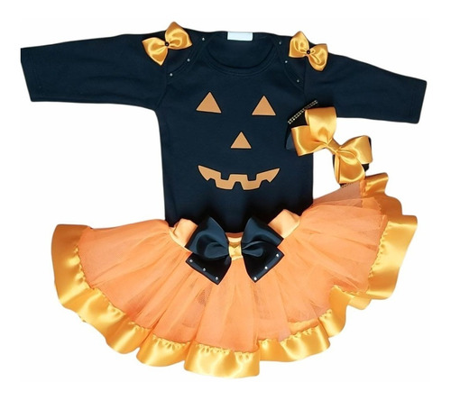 Conjunto Infantil Menina Festa Fantasia Halloween C/ Saia