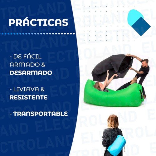 Imagen 3 de 10 de Sillón Puff Colchon Inflable Playa Pileta Camping + Bolso
