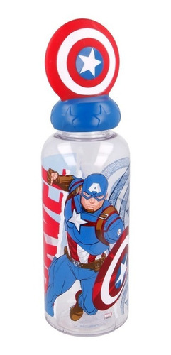 Botella Infantil Figurita 3d 560 Ml Capitan America Avengers