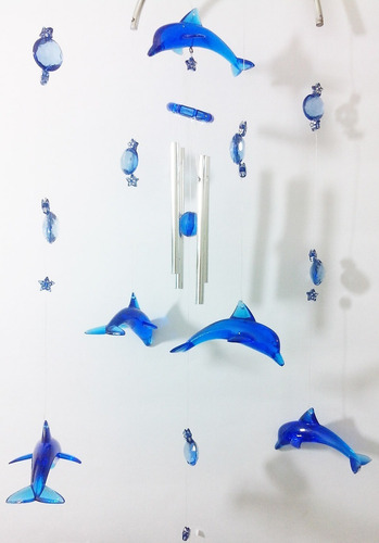 Imagem 2 de 6 de Sino Dos Ventos Golfinho Com Arcos Em Resina Feng Shui Novo