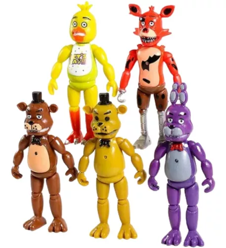 Kit 5 bonecos five nights at freddys fnaf articulados com luz led