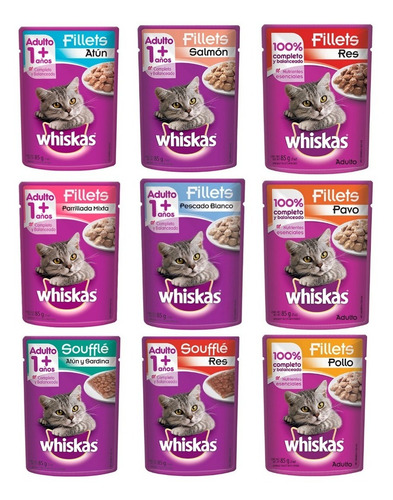 40 Sobres Whiskas Fillets Balanceado 85g Varios Sabores