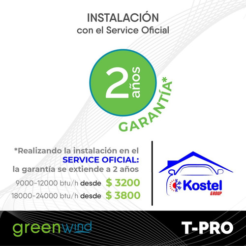 Imagen 5 de 9 de Aire Acondicionado Greenwind T- Pro Inverter 9000 Btu