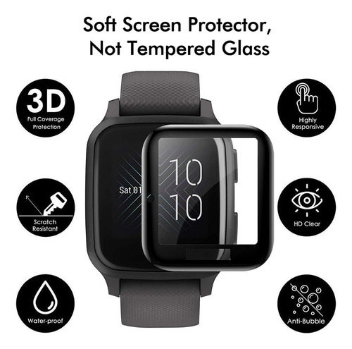 2 Micas Protectoras 3d De Tpu Premium Para Garmin Venu Sq
