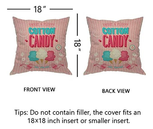 Ekobla Funda De Almohada De Algodón De Azúcar, Helado Dulce,
