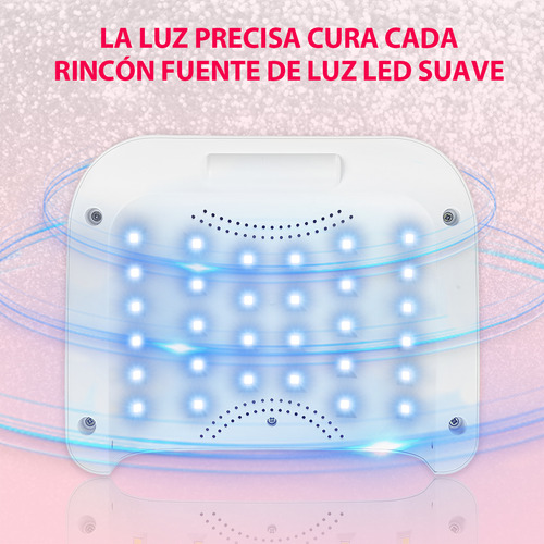 Funsmile Lámpara De Uñas 120w/30LED Secadora For Manicura Recargable, 30 Perlas LED 360° Curado Uniforme, Luz Suave 365+405nm, 4 Temporizadores + Sensor Inteligente, 2-5h Uso Inalámbrico