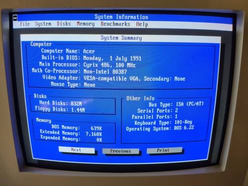 Computadora Retro Acer 486 Dx4 100 Mhz, Puertos Isa, Win3.11 (Usado)