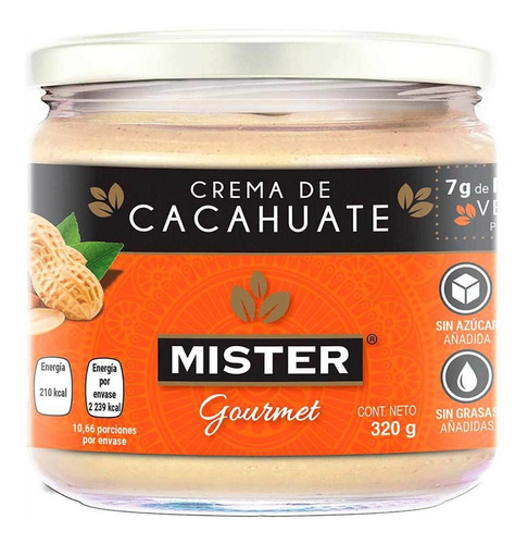 Crema De Cacahuate Mister Gourmet Natural 320g