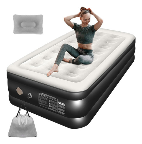 Colchón De Aire Individual Inflable Con Bomba Y Almohada