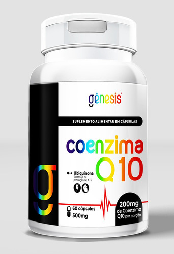 Coenzima Q10-200mg Por Porção.com Selênio E Vit E - Genesis Sabor Natural