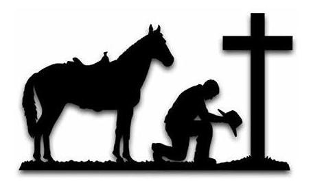 Cowboy Praying At Cross Horse Vinyl Decal Sticker | Cars Tru