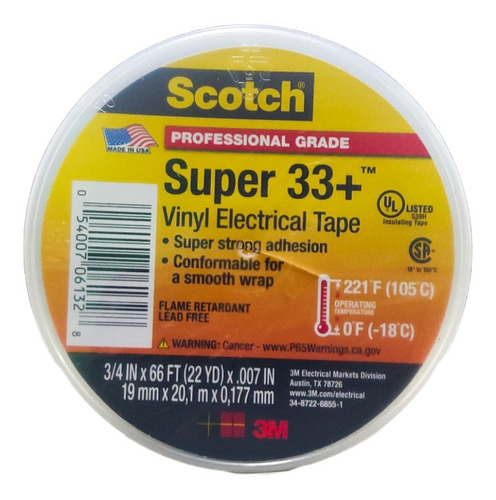 Teipe 3m Super 33+ Scotch Cinta Electrica 20 Metros