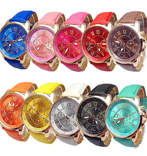 Yunanwa 10pack Unisex Tally Style Silicone Watch Mujeres Hom