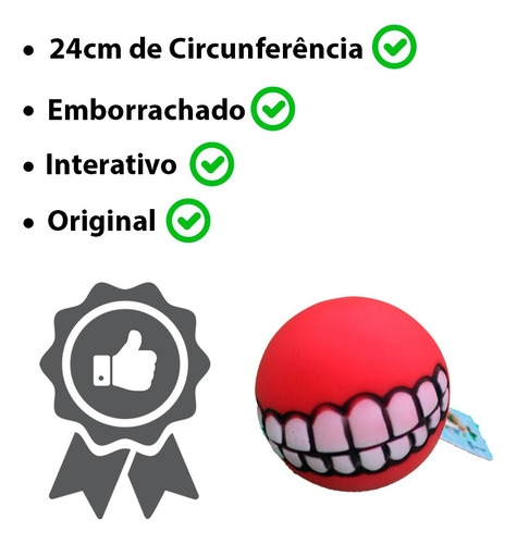 Brinquedo Pet - Bola Com Sorriso De Borracha Cor:vermelho