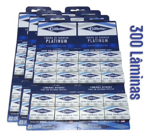 300 Lâminas De Barbear Gillette Platinum Gilete Super Aço 