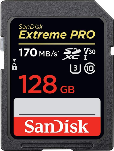 Memoria Sd Sandisk Extreme Pro 128gb 170mb/s U3 C10 4k Dslr